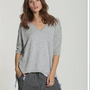 Label+ Thread Soft Cashmere Short Sleeve V Neck Luxe Boathouse Vee